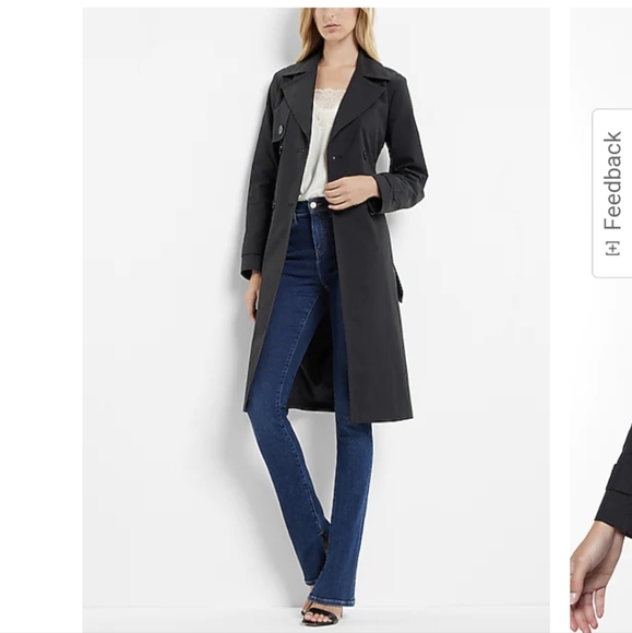 Express woman's nylon belted french coat, looks NWOT - Picture 2 of 12